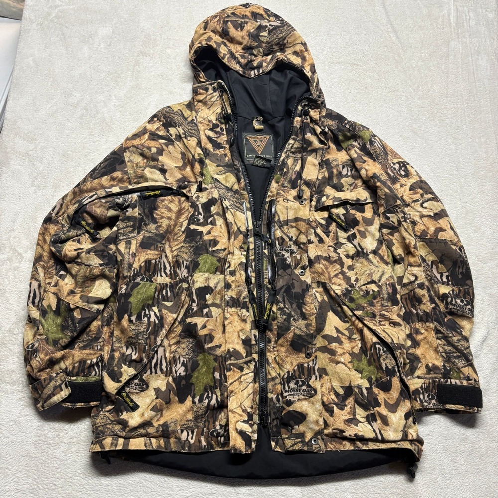 Weatherby Jacket Mens L Mossy Oak Forest Floor Camo Waterproof EUC